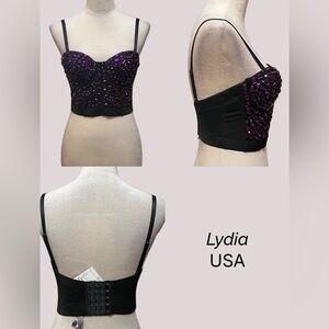 Elegant Purple and Black Embellished Bustier
